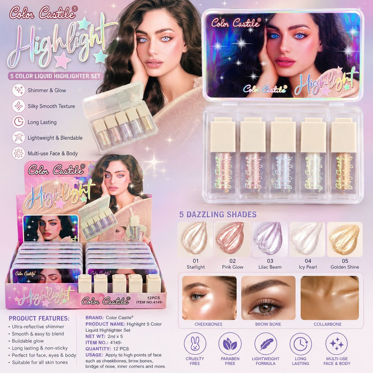 پک هایلایتر مایع ۵ عددی کالر کستل